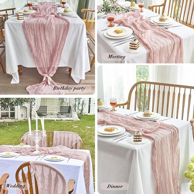 IVAPUPU Dusty Pink Table Runner 120 Inches - Image 8