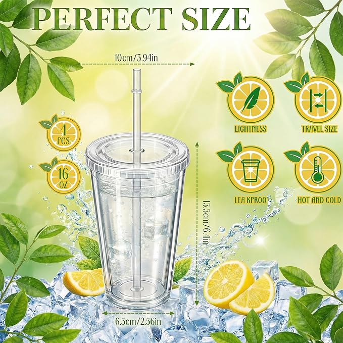 Nuogo 4 Pieces Insulated Double Wall Plastic Tumbler - Image 3