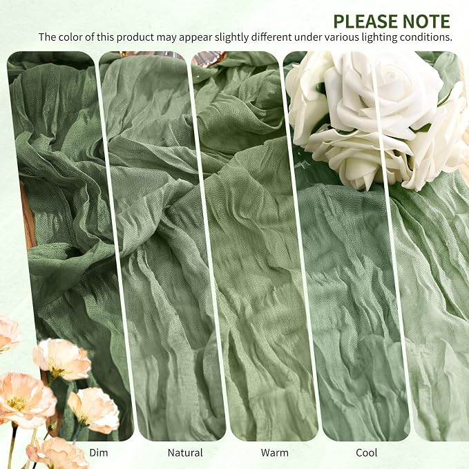 18 Pack Cheesecloth Table Runner 10FT Sage Green Table Runner Boho Gauze Cheese - Image 7