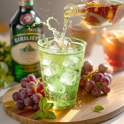 Glowserve 200 Pack 12 oz Green Disposable Plastic Cups Cocktail Glasses | Cold - Image 3