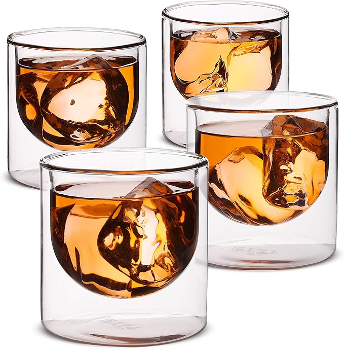 BTaT- Double Walled Drinking Glass, 4 Pack, 5 oz, Insulated Glass by BrewToATea