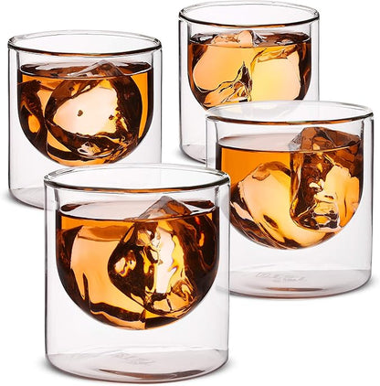 BTaT- Double Walled Drinking Glass, 4 Pack, 5 oz, Insulated Glass by BrewToATea