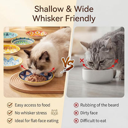Ceramic Cat Food Bowls 6 Pack – Shallow Cat Bowl - Image 4