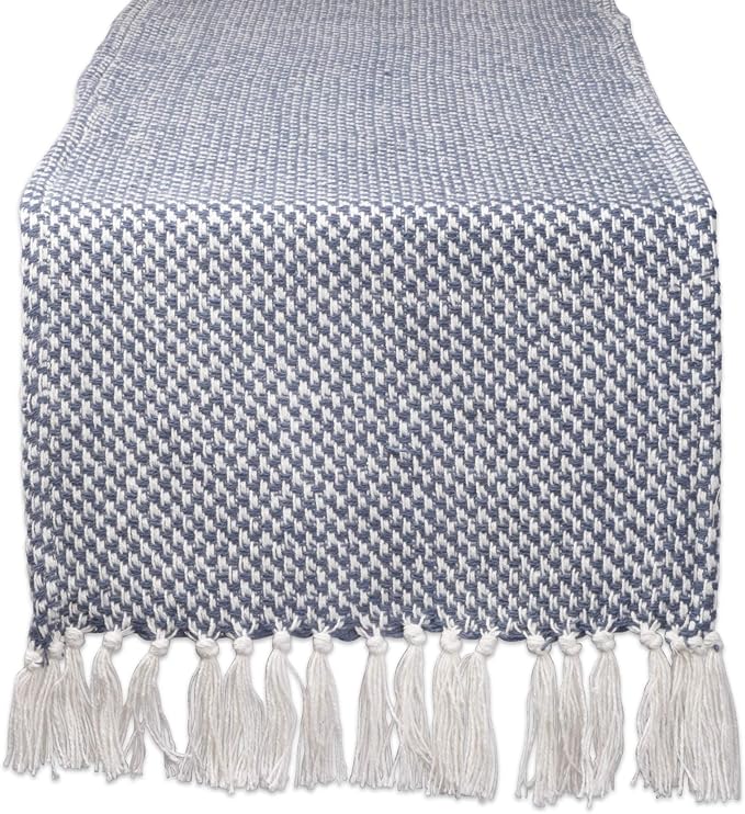 DII Woven Basics Collection 100% Cotton Knit Table Runner, French Blue by DII