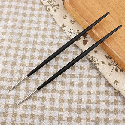 Alvinlite 304 Stainless Steel Chopstick Japanese Sushi Chopsticks Tableware Set Korean Chopsticks Set |Silver Black| chopstick sushi