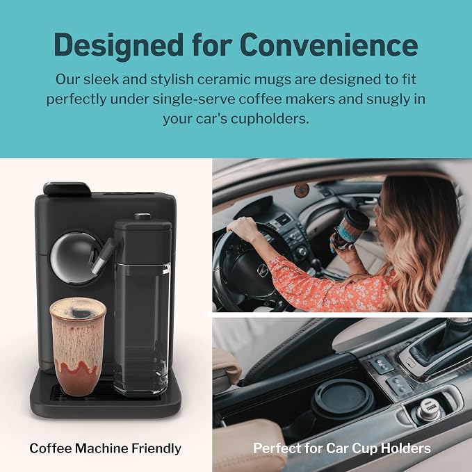 NOVA CERAMICS Travel Coffee Cup– Travel Coffee Tumbler – On the Go Coffee Mug – - Image 7