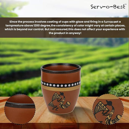 Handmade Ceramic Kulhad Tea Cups Set of 6, Glazed Kulhar Cups, Desi Tea - Image 7
