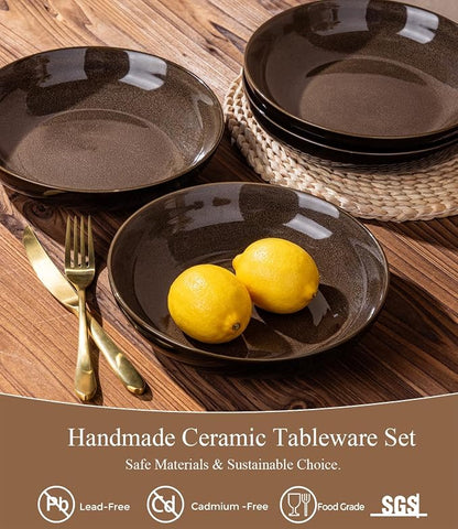 LERATIO 9.0" Ceramic Pasta Bowls Set of 4, 38oz Large Stoneware Bowls Set | - Image 3