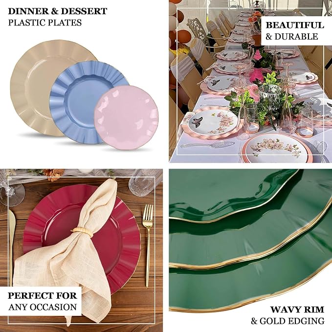 Efavormart 9" Salad Plates – Set of 10 Plastic Taupe Round Disposable Plates - Image 4