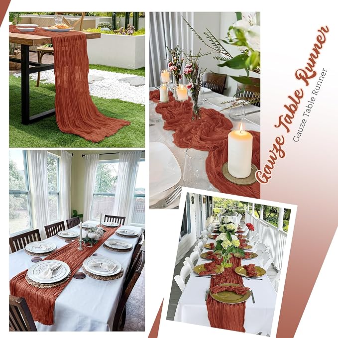 8 Pack Terracotta Cheesecloth Table Runners 20x120 Inch Gauze Table Runner - Image 5