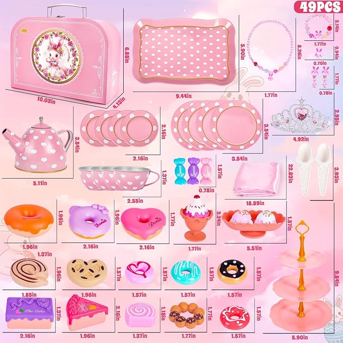 Hohosunlar Tea Party Set for Little Girls, Kids Tea Set for Toddler 3-5 6-8 | - Image 2