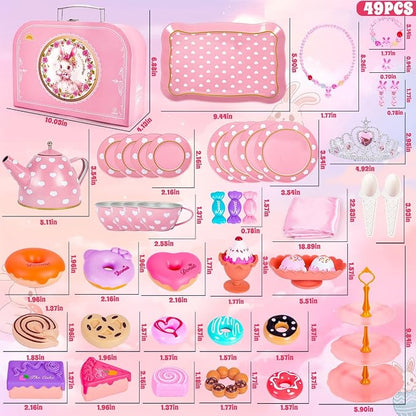 Hohosunlar Tea Party Set for Little Girls, Kids Tea Set for Toddler 3-5 6-8 | - Image 2