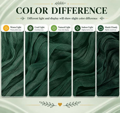 2 Pack Emerald Green Cheesecloth Table Runner 17x108 Inch Boho Rustic Semi - Image 6