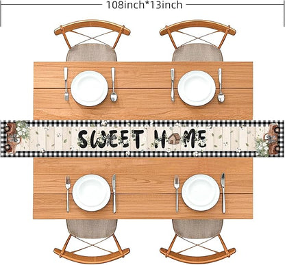 Farmhouse Table Runner, 108 x 13 inches, Rustic Country Decor - Image 2