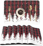 QIYI Christmas Placemats Set of 6, 12x18 Inch Faux Leather Place Mats for Kitchen Dinning, Heat Resistant Anti Slip Winter Table Mats, Waterproof Wipeable Placemat Party Table Décor, Red Buffalo Plaid