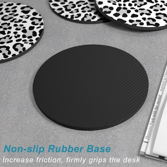 Coasters for Drinks, Kitchen Home Decor Housewarming Gift, Round 4 in - Image 5