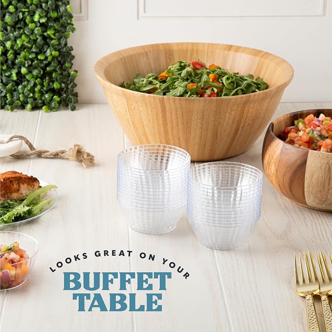 PLASTICPRO 50 Pack Small Plastic Bowls Crystal Like 6 oz Bowls Elegant Clear - Image 2