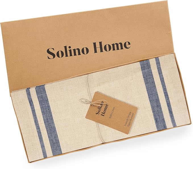 Solino Home 100% Linen Table Runner, 14 x 132 in, mitered corners | Pure Linen - Image 5