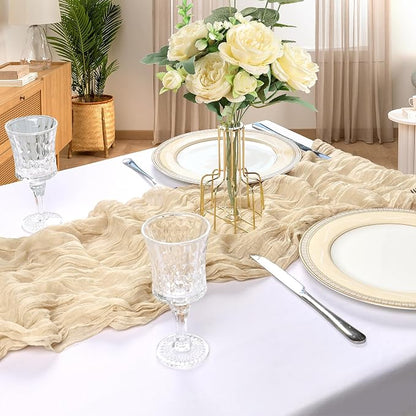 12 Pack 10Ft Beige Cheesecloth Table Runner 23 x 120 Inch | Gauze Rustic Boho - Image 6