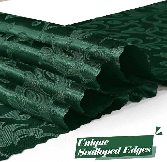 MILVOWOC Emerald Green Satin Table Runner, 4 Pack, 12 x 72 Inch | Jacquard - Image 3