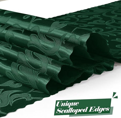 MILVOWOC Emerald Green Satin Table Runner, 4 Pack, 12 x 72 Inch | Jacquard - Image 3