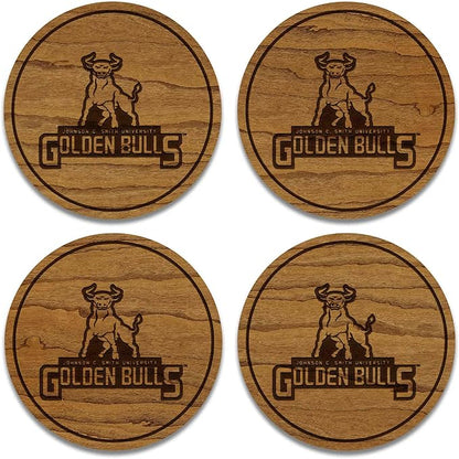 LazerEdge John C Smith Golden Bulls Wooden Coaster Set - Cherry Wood - Officially Licensed Product - 4-Pack