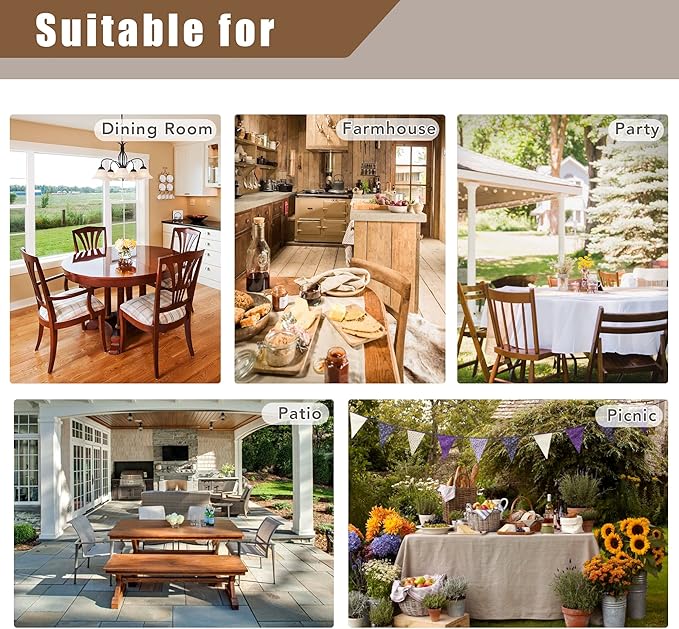 Fitable Faux Flax Rectangle Tablecloth Wrinkle Resistant Fabric Table Cloth, Indoor Outdoor Table Cover for Kitchen Dining, Party, Farmhouse (Nature, 54 x 78 Inch)
