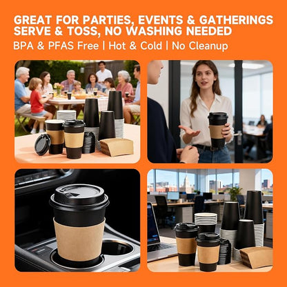 METAPRINT 100 Pack 12 oz Disposable Coffee Cups - Image 8