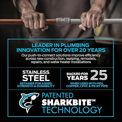 SharkBite Max 1/2 x 1/2 Inch MIP Angle Stop Valve, Quarter Turn, Push to Connect Brass Plumbing Fitting, Brushed Nickel Finish, PEX Pipe, Copper, CPVC, PE-RT, HDPE, UR24946