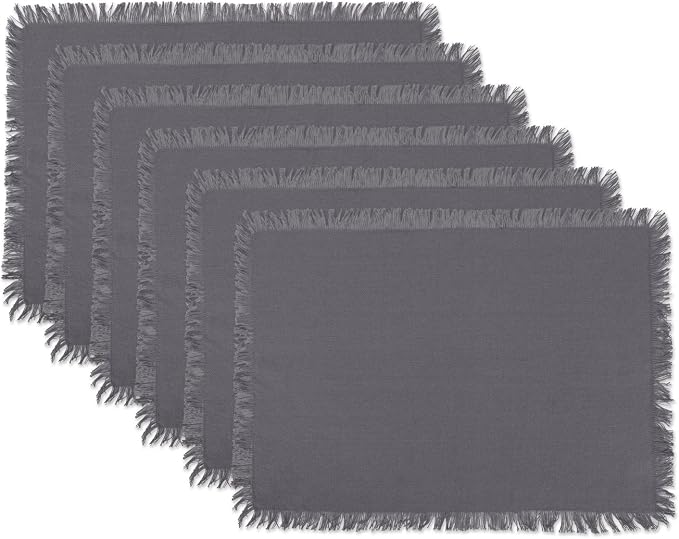 DII Everyday Collection, Fringed Solid Tabletop, Placemat Set, 6 Piece by DII