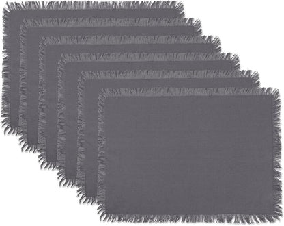 DII Everyday Collection, Fringed Solid Tabletop, Placemat Set, 6 Piece by DII