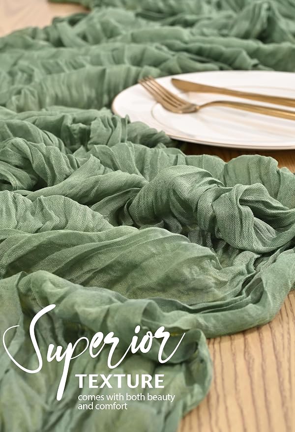 18 Pack Cheesecloth Table Runner 10FT Sage Green Table Runner Boho Gauze Cheese - Image 4