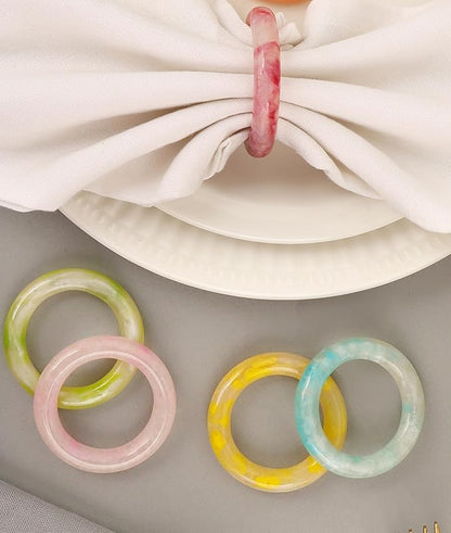 CLEENTABLE Napkin Rings Set of 12 - Epoxy Resin Napkin Holder Cuffs for Dinner Table Décor - Farmhouse Modern Serviette Rings for Weddings, Parties, Receptions, Banquets, Daily Use (Pastel)