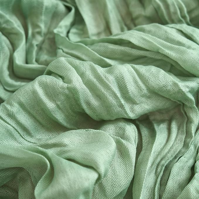 Asee'm 2pcs Sage Green Cheesecloth Table Runner Summer 10FT Gauze Sheer | Boho - Image 5
