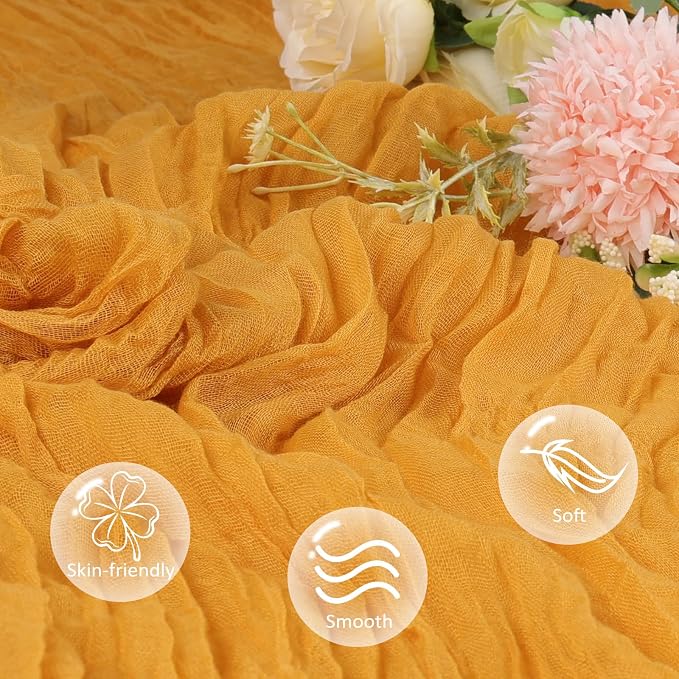 6 Pack Gold Cheesecloth Table Runner 35 x 120 Inch | Boho Gauze Cheese Cloth - Image 4