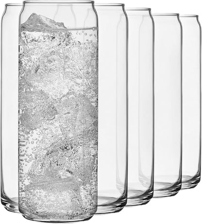 Libbey Classic Slim Beer Can Glasses, 12.5 oz Tall Drinking Glasses Set of 6 by Libbey