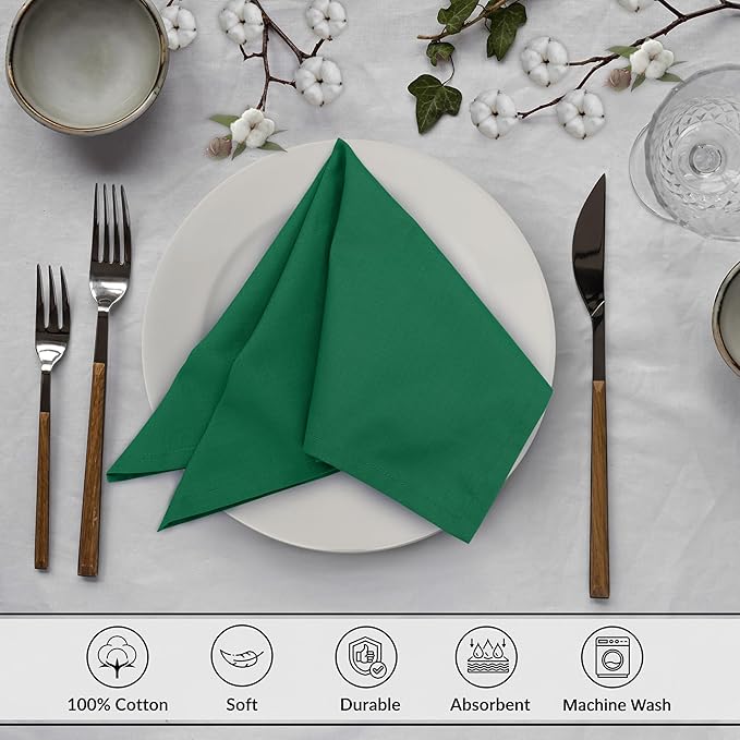 Ruvanti Cloth Napkins Set of 12, 18x18 Inches, 100% Cotton, Washable, Soft & Absorbent, Perfect for Wedding, Christmas, ‎Thanksgiving Dinners - Amazon