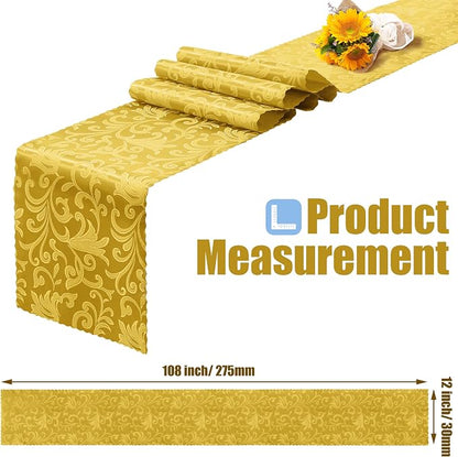 RUDONG M Gold Satin Table Runners, 12 x 108 Inch, 12 Pack | Long Silky Damask - Image 4