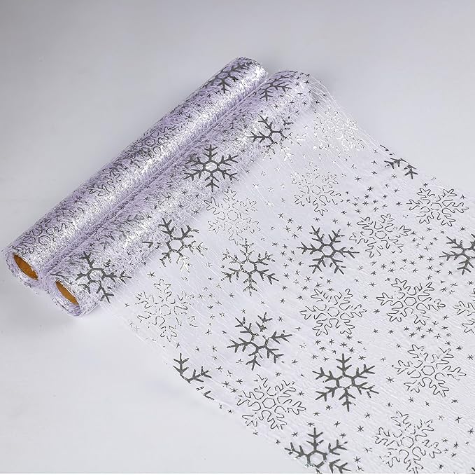 Snowkingdom 2 Pcs Christmas Snowflake Silver Table Runner 108 Inch Sparkly by Snowkingdom
