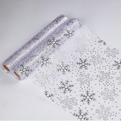 Snowkingdom 2 Pcs Christmas Snowflake Silver Table Runner 108 Inch Sparkly by Snowkingdom