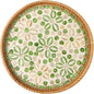 Round Rattan Tray with Mother of Pearl Inlay, Decorative Wicker Serving Tray by Unknown