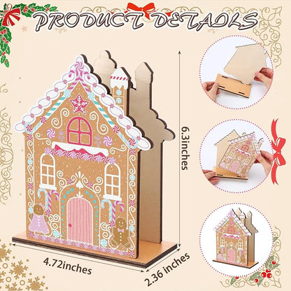 Christmas Napkin Holder for Tables Gingerbread House Napkin Holder Wooden Xmas - Image 2