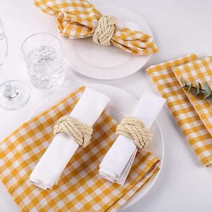 Cotton Jute Napkin Rings Handmade Braided Burlap Napkin Ring Set of 8, Natural - Image 2
