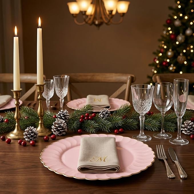 13 Inch Pink Scalloped Charger Plates - Image 4