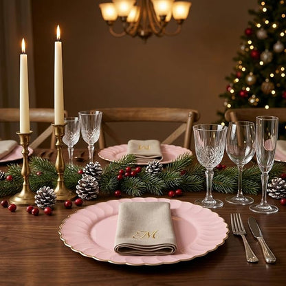 13 Inch Pink Scalloped Charger Plates - Image 4