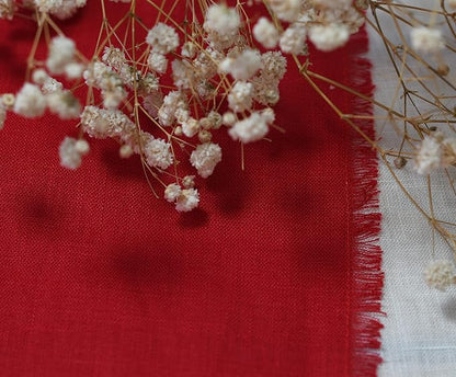 Christmas Table Runner with Fringe- 14x72 Inch Red, 100% Pure Linen Christmas - Image 5