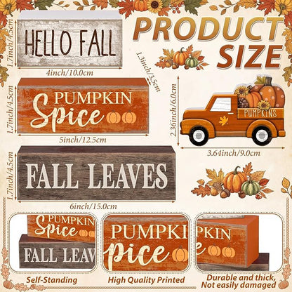 Moucuny 4 Pcs Fall Decoration for Home Fall Truck Decor Thanksgiving Tiered - Image 3