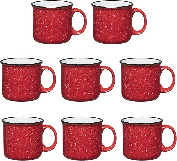 Set of 8 Ceramic Campfire Mugs – 15 Oz, Camping – Customizable by GiftsbyDesign