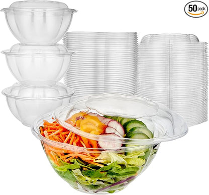 Stock Your Home 32oz Clear Plastic Salad Bowls by StockYourHome