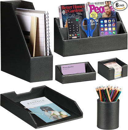 Ayunga PU Leather 6-piece Office Supplies Combination Set, Pencil Cup, Business by Ayunga